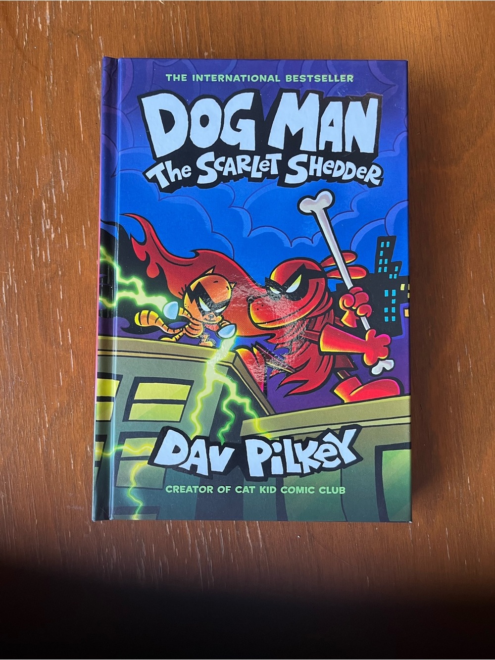 Scholastic Dog Man The Scarlet Shedder — Bright Blue Cover